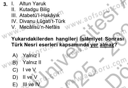 Cumhuriyet Dönemi Türk Nesri Dersi 2025 - 2026 Yılı (Vize) Ara Sınav Soruları 3. Soru