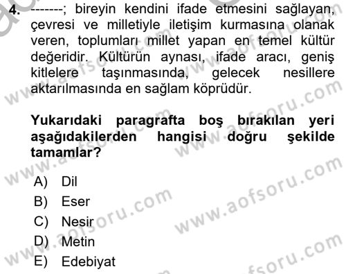 Cumhuriyet Dönemi Türk Nesri Dersi 2025 - 2026 Yılı (Vize) Ara Sınav Soruları 4. Soru