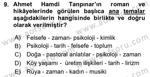 Cumhuriyet Dönemi Türk Nesri Dersi 2025 - 2026 Yılı (Vize) Ara Sınav Soruları 9. Soru