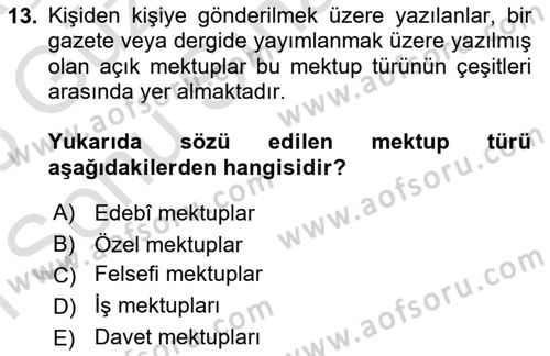Cumhuriyet Dönemi Türk Nesri Dersi 2025 - 2026 Yılı (Final) Dönem Sonu Sınav Soruları 13. Soru