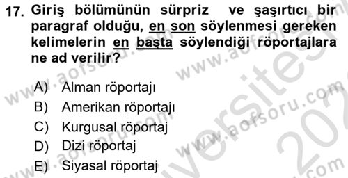 Cumhuriyet Dönemi Türk Nesri Dersi 2025 - 2026 Yılı (Final) Dönem Sonu Sınav Soruları 17. Soru