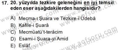 Eski Türk Edebiyatının Kaynaklarından Şair Tezkireleri Dersi 2014 - 2015 Yılı (Final) Dönem Sonu Sınav Soruları 17. Soru
