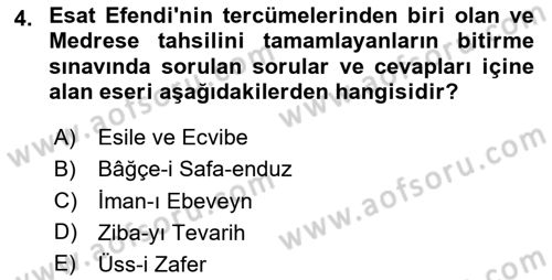 Eski Türk Edebiyatının Kaynaklarından Şair Tezkireleri Dersi 2020 - 2021 Yılı Yaz Okulu Sınav Soruları 4. Soru