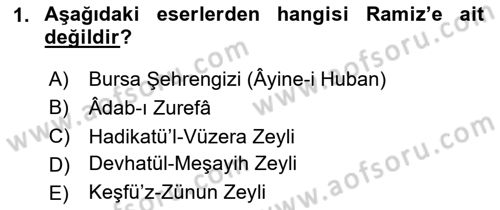 Eski Türk Edebiyatının Kaynaklarından Şair Tezkireleri Dersi 2025 - 2026 Yılı (Final) Dönem Sonu Sınav Soruları 1. Soru