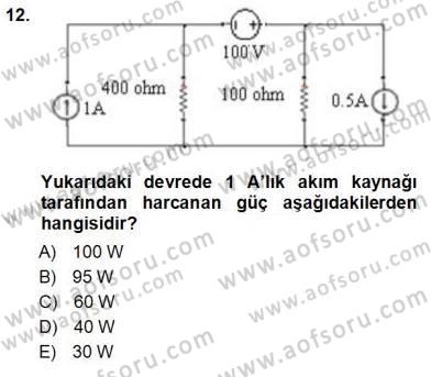 Devre Analizi Dersi 2012 - 2013 Yılı (Vize) Ara Sınav Soruları 12. Soru