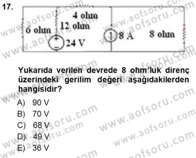 Devre Analizi Dersi 2012 - 2013 Yılı (Vize) Ara Sınav Soruları 17. Soru