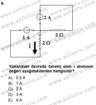 Devre Analizi Dersi 2012 - 2013 Yılı (Vize) Ara Sınav Soruları 6. Soru