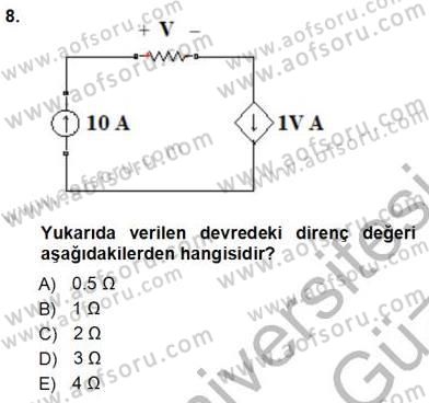 Devre Analizi Dersi 2012 - 2013 Yılı (Vize) Ara Sınav Soruları 8. Soru