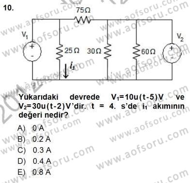 Devre Analizi Dersi 2012 - 2013 Yılı (Final) Dönem Sonu Sınav Soruları 10. Soru