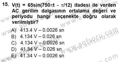 Devre Analizi Dersi 2012 - 2013 Yılı (Final) Dönem Sonu Sınav Soruları 15. Soru