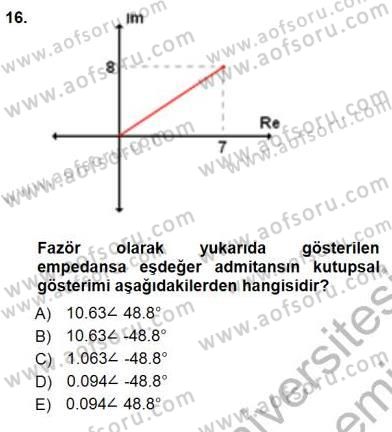 Devre Analizi Dersi 2012 - 2013 Yılı (Final) Dönem Sonu Sınav Soruları 16. Soru
