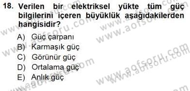 Devre Analizi Dersi 2012 - 2013 Yılı (Final) Dönem Sonu Sınav Soruları 18. Soru