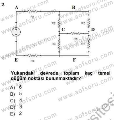 Devre Analizi Dersi 2012 - 2013 Yılı (Final) Dönem Sonu Sınav Soruları 2. Soru