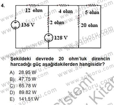 Devre Analizi Dersi 2012 - 2013 Yılı (Final) Dönem Sonu Sınav Soruları 4. Soru