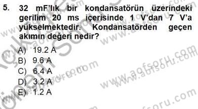 Devre Analizi Dersi 2012 - 2013 Yılı (Final) Dönem Sonu Sınav Soruları 5. Soru