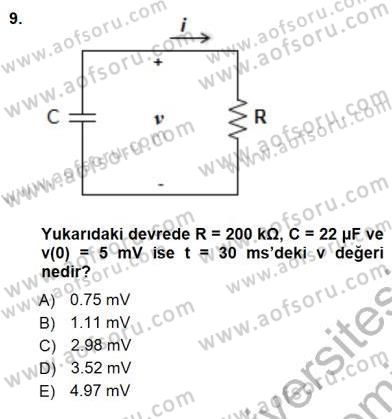 Devre Analizi Dersi 2012 - 2013 Yılı (Final) Dönem Sonu Sınav Soruları 9. Soru