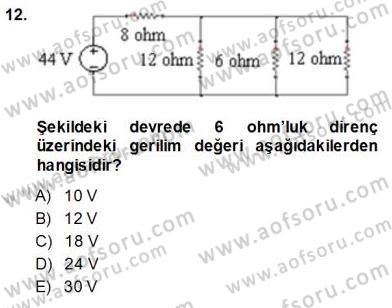 Devre Analizi Dersi 2013 - 2014 Yılı (Vize) Ara Sınav Soruları 12. Soru