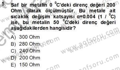 Devre Analizi Dersi 2013 - 2014 Yılı (Vize) Ara Sınav Soruları 5. Soru
