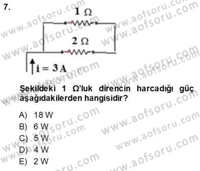 Devre Analizi Dersi 2013 - 2014 Yılı (Vize) Ara Sınav Soruları 7. Soru