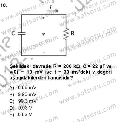 Devre Analizi Dersi 2013 - 2014 Yılı (Final) Dönem Sonu Sınav Soruları 10. Soru