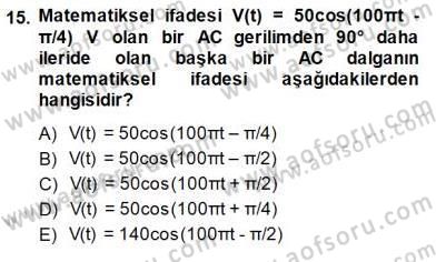 Devre Analizi Dersi 2013 - 2014 Yılı (Final) Dönem Sonu Sınav Soruları 15. Soru