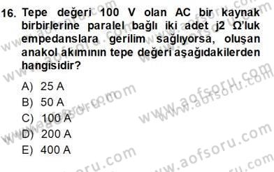 Devre Analizi Dersi 2013 - 2014 Yılı (Final) Dönem Sonu Sınav Soruları 16. Soru