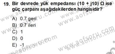 Devre Analizi Dersi 2013 - 2014 Yılı (Final) Dönem Sonu Sınav Soruları 19. Soru