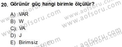 Devre Analizi Dersi 2013 - 2014 Yılı (Final) Dönem Sonu Sınav Soruları 20. Soru