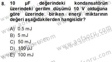 Devre Analizi Dersi 2013 - 2014 Yılı (Final) Dönem Sonu Sınav Soruları 8. Soru