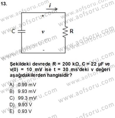 Devre Analizi Dersi 2013 - 2014 Yılı Tek Ders Sınav Soruları 13. Soru