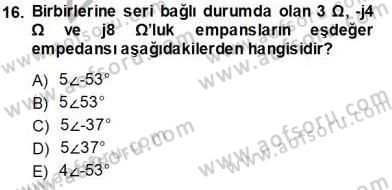 Devre Analizi Dersi 2013 - 2014 Yılı Tek Ders Sınav Soruları 16. Soru