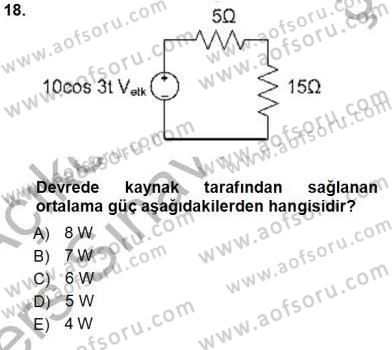 Devre Analizi Dersi 2013 - 2014 Yılı Tek Ders Sınav Soruları 18. Soru