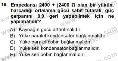 Devre Analizi Dersi 2013 - 2014 Yılı Tek Ders Sınav Soruları 19. Soru