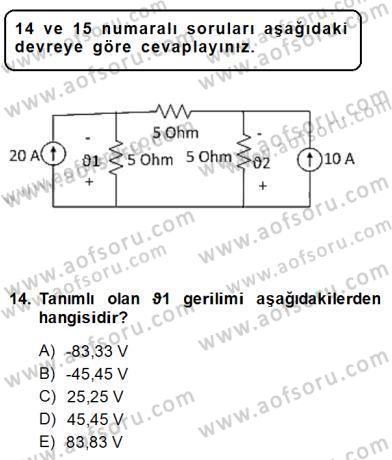 Devre Analizi Dersi 2014 - 2015 Yılı (Vize) Ara Sınav Soruları 14. Soru