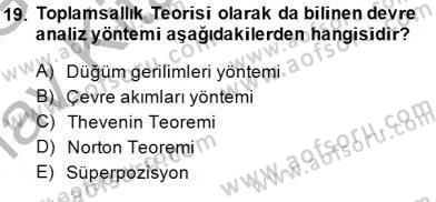 Devre Analizi Dersi 2014 - 2015 Yılı (Vize) Ara Sınav Soruları 19. Soru