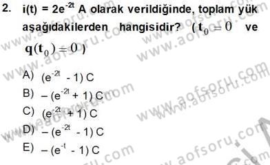 Devre Analizi Dersi 2014 - 2015 Yılı (Vize) Ara Sınav Soruları 2. Soru