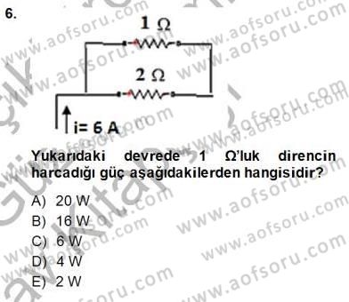 Devre Analizi Dersi 2014 - 2015 Yılı (Vize) Ara Sınav Soruları 6. Soru