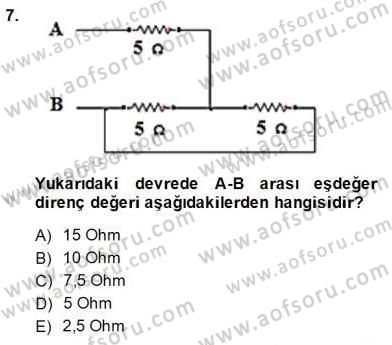 Devre Analizi Dersi 2014 - 2015 Yılı (Vize) Ara Sınav Soruları 7. Soru