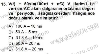 Devre Analizi Dersi 2014 - 2015 Yılı (Final) Dönem Sonu Sınav Soruları 15. Soru
