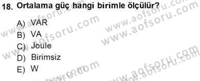 Devre Analizi Dersi 2014 - 2015 Yılı (Final) Dönem Sonu Sınav Soruları 18. Soru