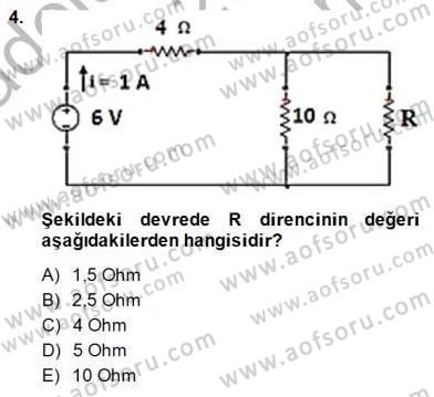 Devre Analizi Dersi 2014 - 2015 Yılı (Final) Dönem Sonu Sınav Soruları 4. Soru