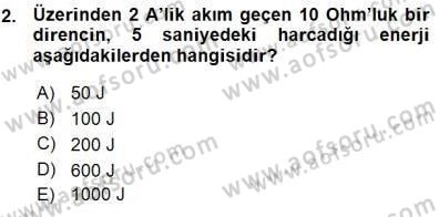 Devre Analizi Dersi 2015 - 2016 Yılı (Vize) Ara Sınav Soruları 2. Soru