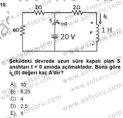 Devre Analizi Dersi 2015 - 2016 Yılı (Final) Dönem Sonu Sınav Soruları 10. Soru