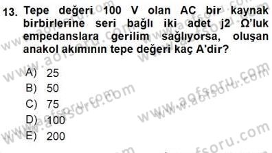 Devre Analizi Dersi 2015 - 2016 Yılı (Final) Dönem Sonu Sınav Soruları 13. Soru