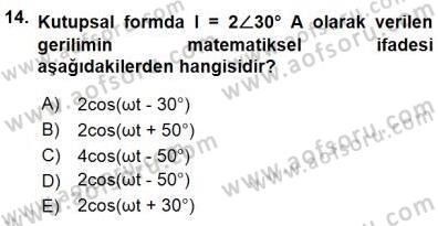 Devre Analizi Dersi 2015 - 2016 Yılı (Final) Dönem Sonu Sınav Soruları 14. Soru
