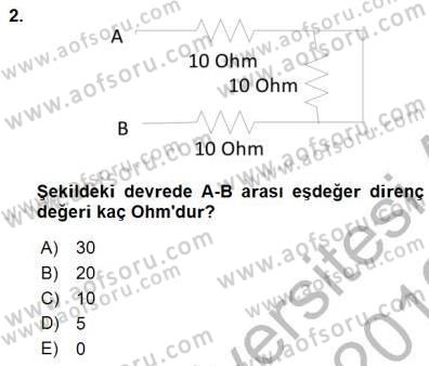 Devre Analizi Dersi 2015 - 2016 Yılı (Final) Dönem Sonu Sınav Soruları 2. Soru