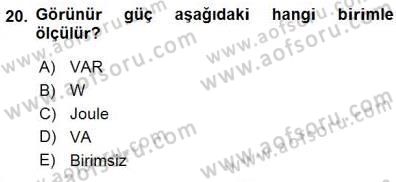 Devre Analizi Dersi 2015 - 2016 Yılı (Final) Dönem Sonu Sınav Soruları 20. Soru