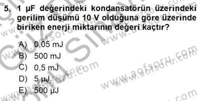 Devre Analizi Dersi 2015 - 2016 Yılı (Final) Dönem Sonu Sınav Soruları 5. Soru