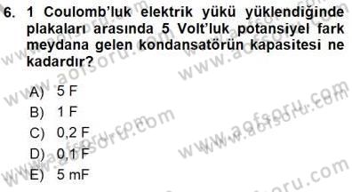 Devre Analizi Dersi 2015 - 2016 Yılı (Final) Dönem Sonu Sınav Soruları 6. Soru