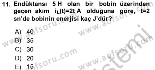 Devre Analizi Dersi 2016 - 2017 Yılı 3 Ders Sınav Soruları 11. Soru